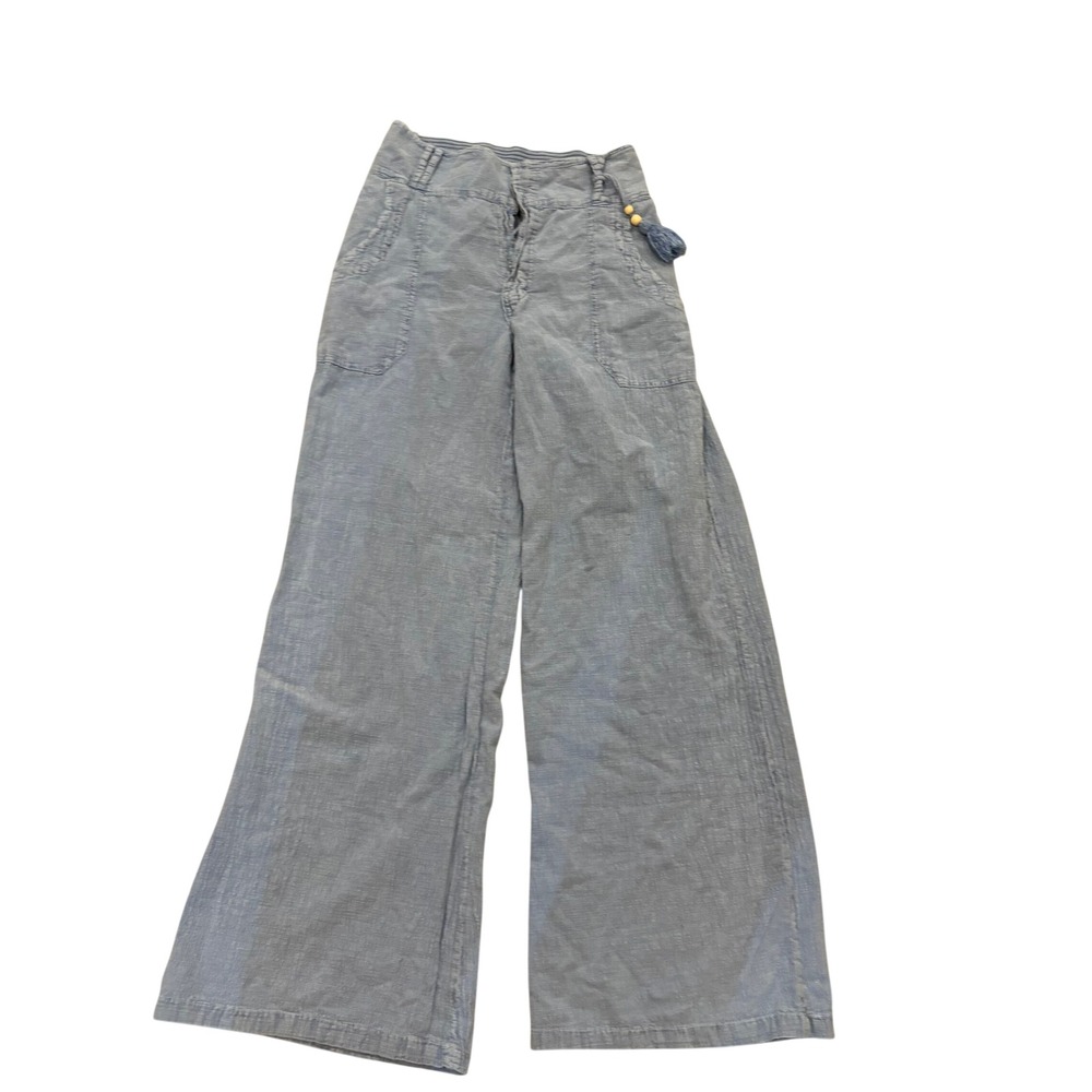 Blanco Wide Leg Pants Womens Large Blue Cotton Smocked High Rise Boho
